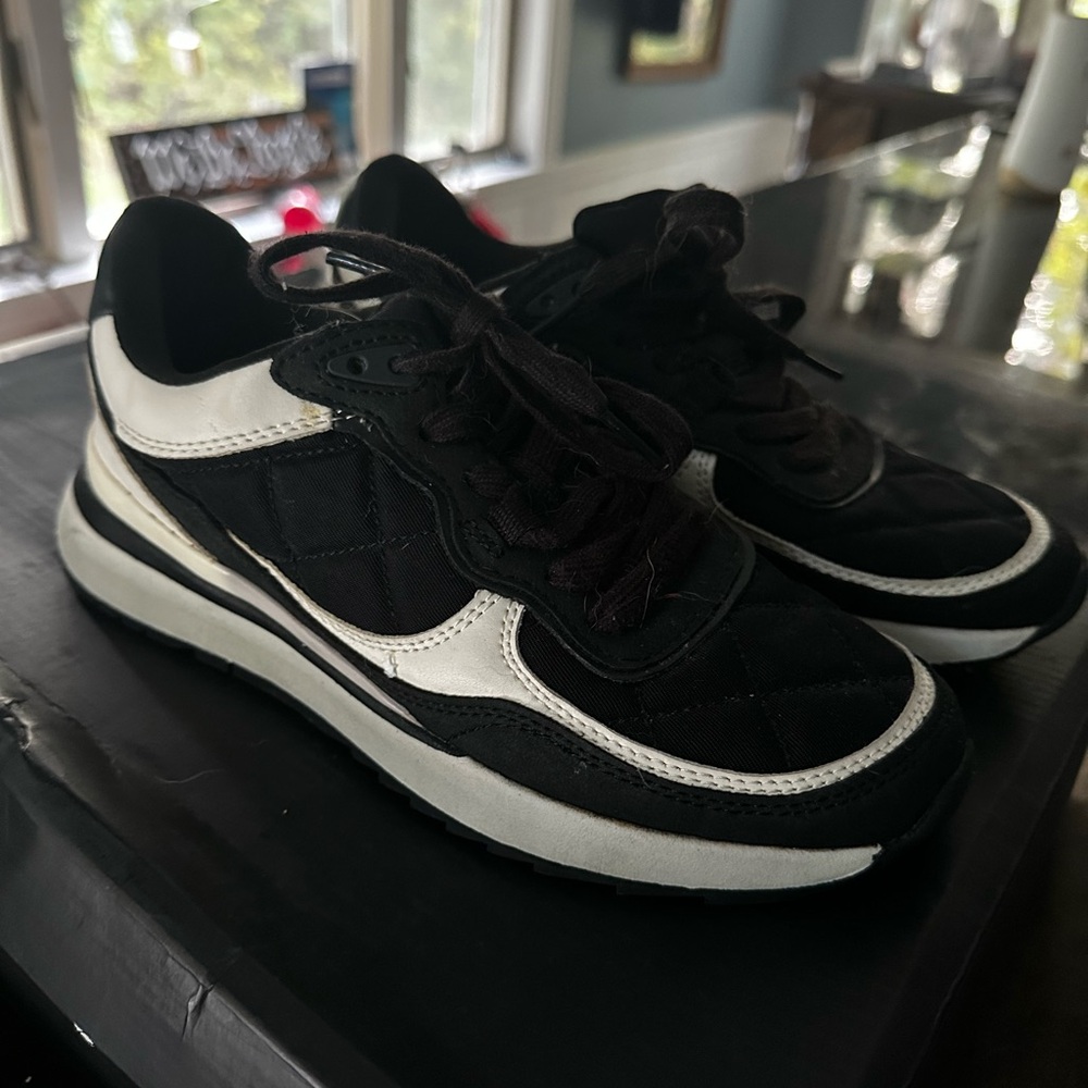 Zara Quilted Black and White Sneakers